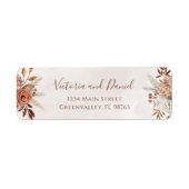 Terracotta Roest Bloemen Boho Herfst Bruiloft Etiket (Voorkant)