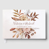 Terracotta Roest Bloemen Boho Herfst Bruiloft Gastenboek (Voorkant)
