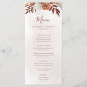 Terracotta Roest Bloemen Boho Herfst Bruiloft Menu (Voorkant)