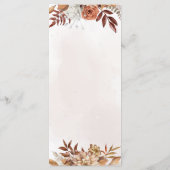 Terracotta Roest Bloemen Boho Herfst Bruiloft Menu (Achterkant)