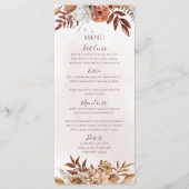 Terracotta Roest Bloemen Boho Herfst Bruiloft Menu (Voorkant)