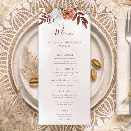 Terracotta Roest Bloemen Boho Herfst Bruiloft Menu