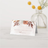 Terracotta Roest Bloemen Boho Herfst Bruiloft Plaatskaartje (Voorkant)