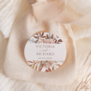 Terracotta Roest Bloemen Boho Herfst Bruiloft Ronde Sticker