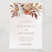 Terracotta Roest Bloemen Boho Herfst Bruiloft Save The Date (Voorkant)