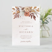Terracotta Roest Bloemen Boho Herfst Bruiloft Save The Date (Staand voorkant)