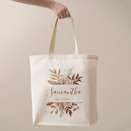Terracotta Roest Bloemen Boho Herfst Bruiloft Tote Bag