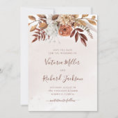 Terracotta Roest Bloemen Boho Herfstloof Save The Date (Voorkant)