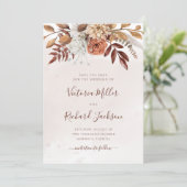 Terracotta Roest Bloemen Boho Herfstloof Save The Date (Staand voorkant)