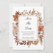 Terracotta Roest Boho Bloemen Bruiloft Save The Date (Voorkant)