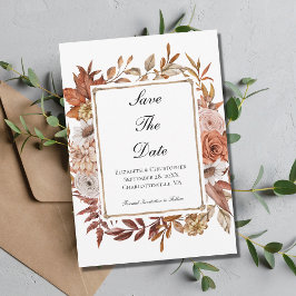 Terracotta Roest Boho Bloemige Bruiloft Save The Date