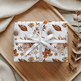 Terracotta Roest Boho Bloemige Herfstblad Cadeaupapier
