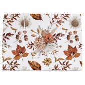 Terracotta Roest Boho Bloemige Herfstblad Groot Cadeauzakje (Voorkant)