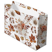 Terracotta Roest Boho Bloemige Herfstblad Groot Cadeauzakje (Voorkant Gekanteld)