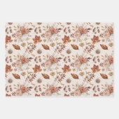 Terracotta Roest Boho Bloemige Herfstblad Inpakpapier Vel (Voorkant 2)