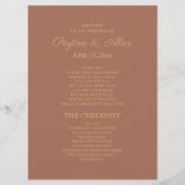 Terracotta Roest Bruiloftsprogramma Bruidsfeest Programmakaart (Voorkant)