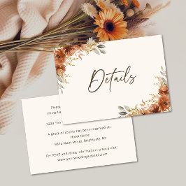 Terracotta Roest Herfst Bloemen Trouwdetails Informatiekaartje