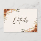 Terracotta Roest Herfst Bloemen Trouwdetails Informatiekaartje (Voorkant)