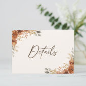 Terracotta Roest Herfst Bloemen Trouwdetails Informatiekaartje (Staand voorkant)