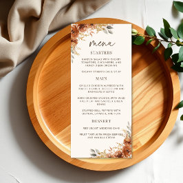 Terracotta Roest Herfst Bloemen Trouwdiner Menu