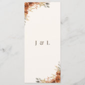 Terracotta Roest Herfst Bloemen Trouwdiner Menu (Achterkant)