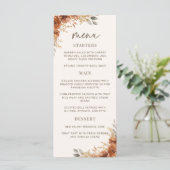 Terracotta Roest Herfst Bloemen Trouwdiner Menu (Staand voorkant)