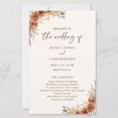 Terracotta Roest Herfst Bloemen Trouwprogramma (Voorkant)