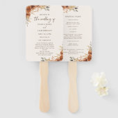 Terracotta Roest Herfst Bloemen Trouwprogramma Handwaaier (Voorkant en achterkant)