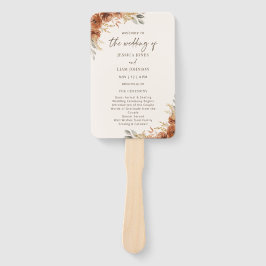 Terracotta Roest Herfst Bloemen Trouwprogramma Handwaaier