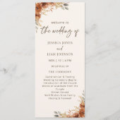 Terracotta Roest Herfst Bloemen Trouwprogramma Programmakaart (Voorkant)