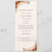 Terracotta Roest Herfst Bloemen Trouwprogramma Programmakaart (Achterkant)