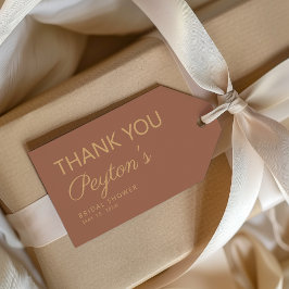 Terracotta Roest Kleur Bruidsuitnodiging Bedankt Cadeaulabel