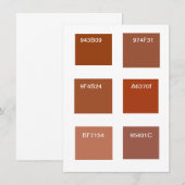 Terracotta Roest Kleur Swatches Kaart (Voorkant / Achterkant)