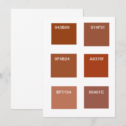 Terracotta Roest Kleurstaalkaarten Kaart (Voorkant / Achterkant)