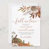 Terracotta roest laat boho bloemenval bruiloft kaart (Voorkant)