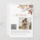 Terracotta roest laat boho bloemenval bruiloft kaart (Achterkant)