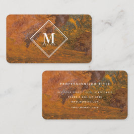 Terracotta Roest Metallic Textuur Monogram Initiaa Visitekaartje