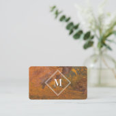 Terracotta Roest Metallic Textuur Monogram Initiaa Visitekaartje (Staand voorkant)