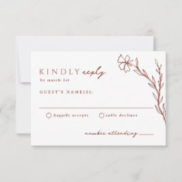 Terracotta Roest Modern Stenciled Botanical RSVP Kaartje