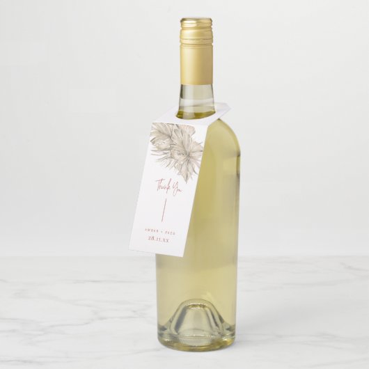 Terracotta Roest Moderne Boog Palm Leaf bruiloft I Flessenhanger (Schuin)