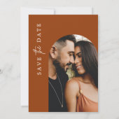 Terracotta Roest Oranje Verbrand Foto Save the Dat Kaart (Achterkant)