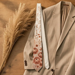 Terracotta roest oranje wilde bloem herfst Boho  Stropdas