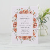 Terracotta Roest Ranunculus Eucalyptus Bruiloft Kaart (Staand voorkant)