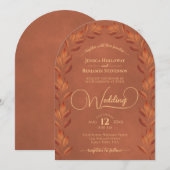 Terracotta Roest Sinaasappel Bladeren Elegante Boo Kaart (Voorkant / Achterkant)