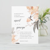 TERRACOTTA ROEST WATERVERF BLOEMENEN HUWELIJKSUITN BEDANKKAART (Staand voorkant)