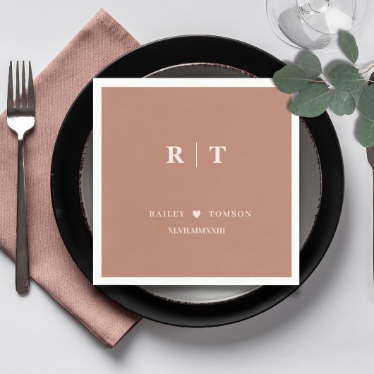 Terracotta Roman Rumerals Minimalist Monogram Servet