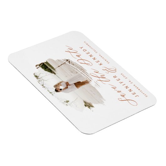 Terracotta Romantic borebd de Foto sparen de Datum Magneet (Rechterzijde)