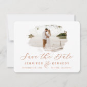Terracotta Romantic geborsteld Lijst met foto Save The Date (Voorkant)