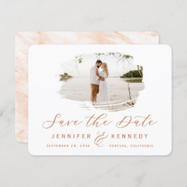 Terracotta Romantic geborsteld Lijst met foto Save The Date
