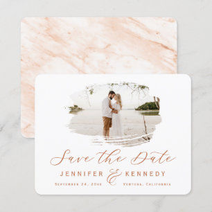 Terracotta Romantic geborsteld Lijst met foto Save The Date